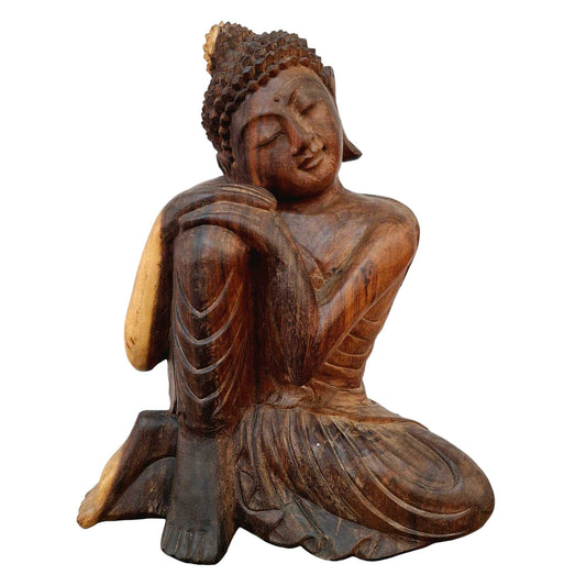 Statuette en bois suar Bouddha endormi sculpture
