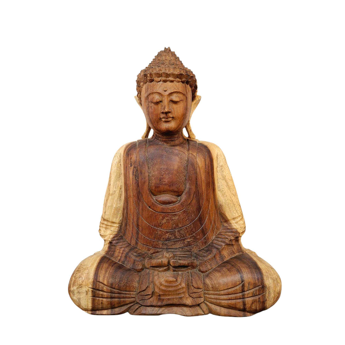 Buddha in meditazione Statuetta in legno suar