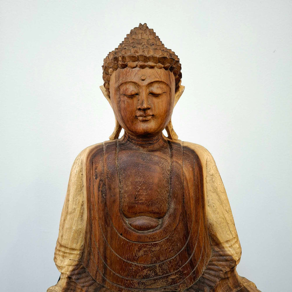 Meditierender Buddha, Figur aus Suar-Holz
