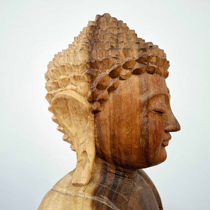 Statuetta in legno suar buddha in meditazione