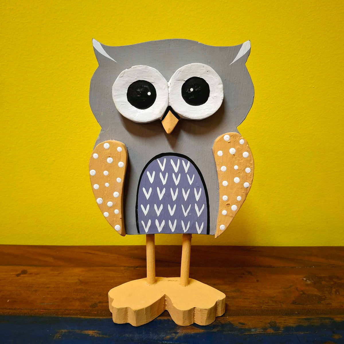 Eulen-Statuen-Set aus Holz, dekoratives Wohnaccessoire