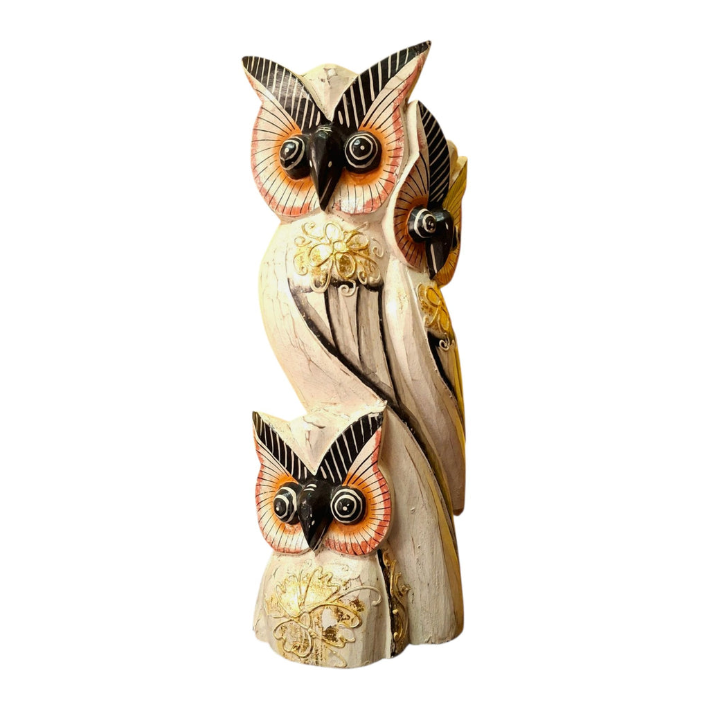 Eulen-Figur, ethnische Eulen-Familie aus Holz