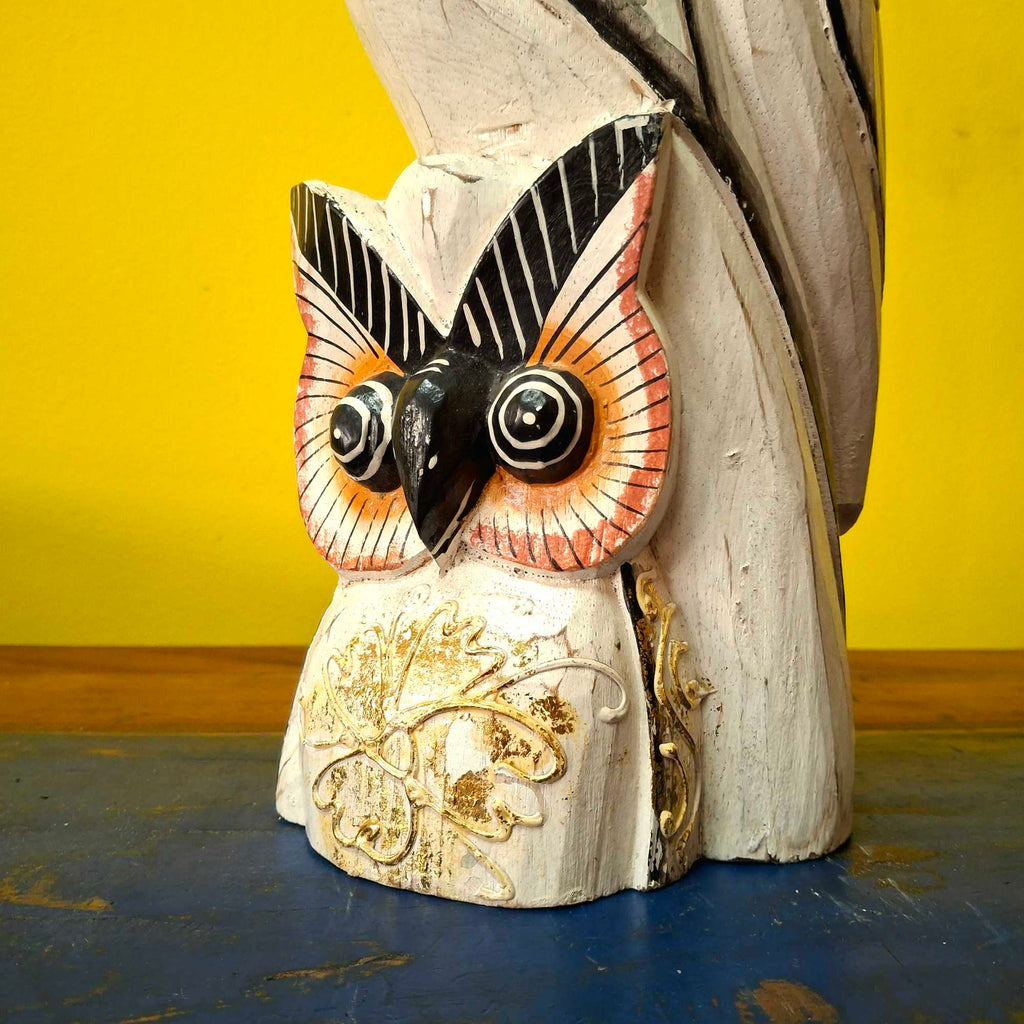 Eulen-Figur, ethnische Eulen-Familie aus Holz