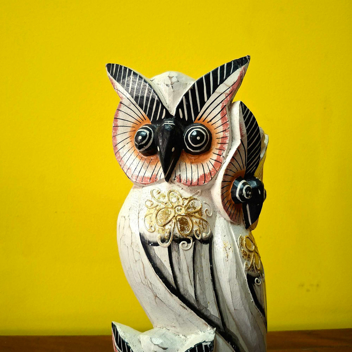Eulen-Figur, ethnische Eulen-Familie aus Holz