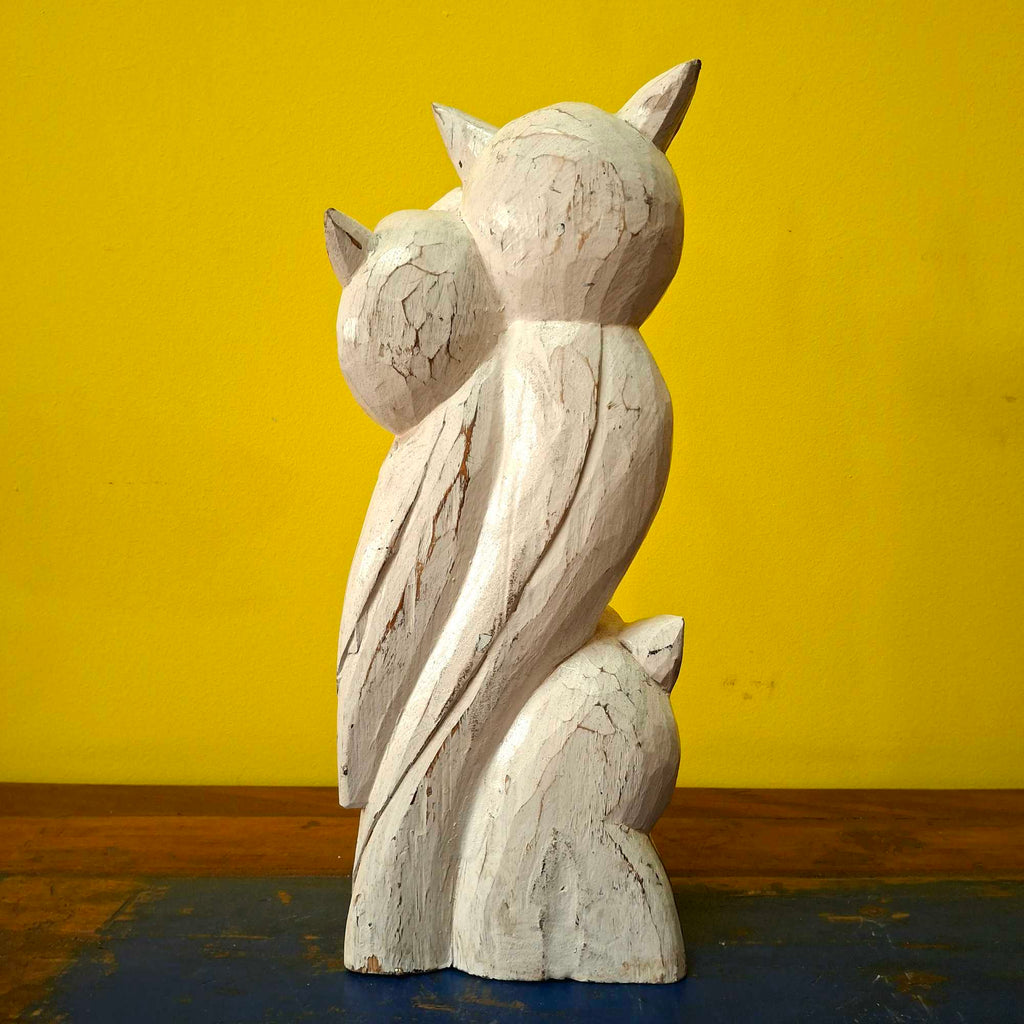 Eulen-Figur, ethnische Eulen-Familie aus Holz