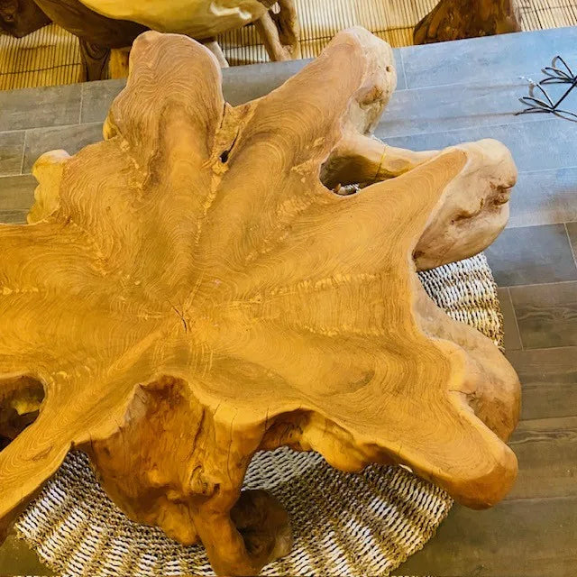 Tavolino da salotto etnico radice di teak intera