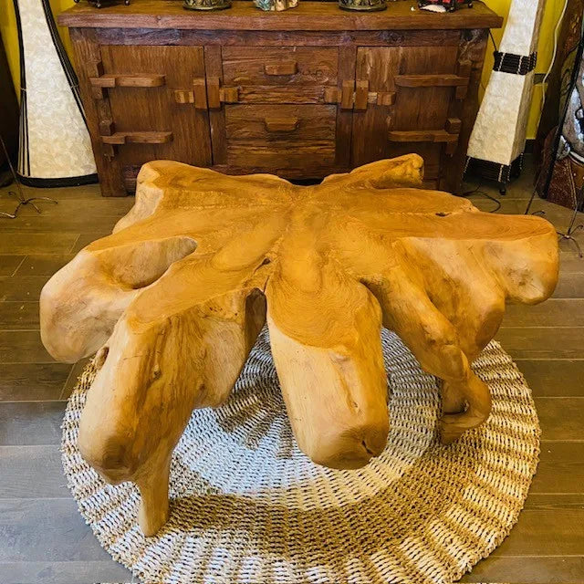 Tavolino da salotto etnico radice di teak intera