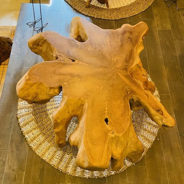 Tavolino da salotto etnico radice di teak intera