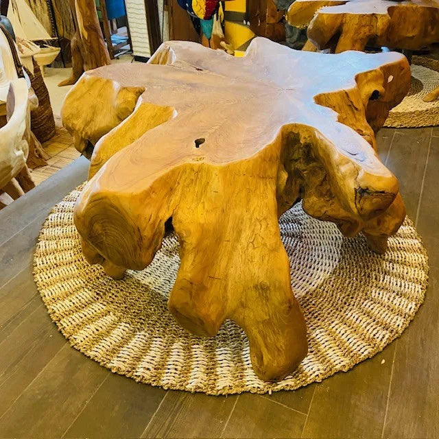 Tavolino da salotto etnico radice di teak intera