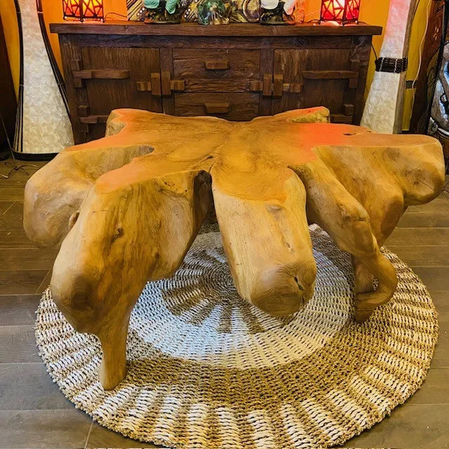 Tavolino da salotto etnico radice di teak intera