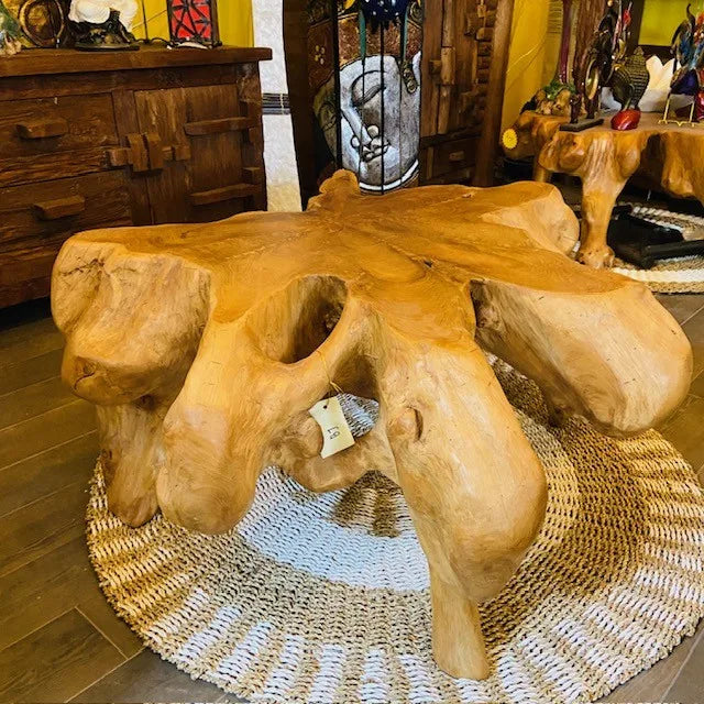 Tavolino da salotto etnico radice di teak intera
