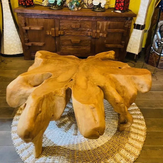 Tavolino da salotto etnico radice di teak intera