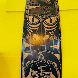 Tribal Surfboard Carved Wood Deco Ethnic