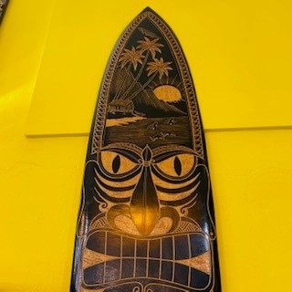 Tribal Surfboard Carved Wood Deco Ethnic