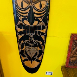 Tribal Surfboard Carved Wood Deco Ethnic