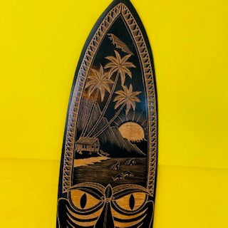 Tribal Surfboard Carved Wood Deco Ethnic