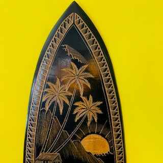 Tribal Surfboard Carved Wood Deco Ethnic