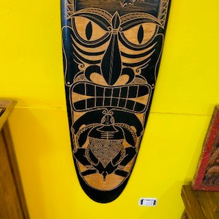 Tribal Surfboard Carved Wood Deco Ethnic