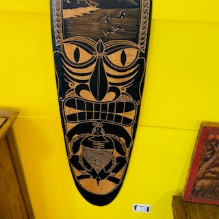 Tribal Surfboard Carved Wood Deco Ethnic
