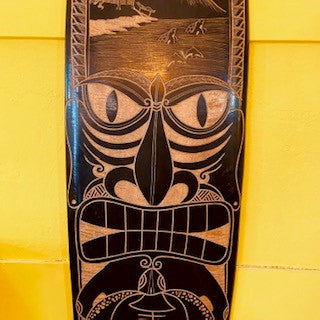 Tribal Surfboard Carved Wood Deco Ethnic