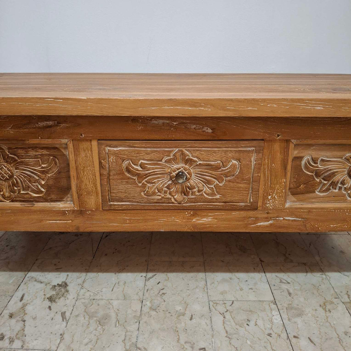 Tavolino etnico salotto porta tv in legno teak - ETNICBAY
