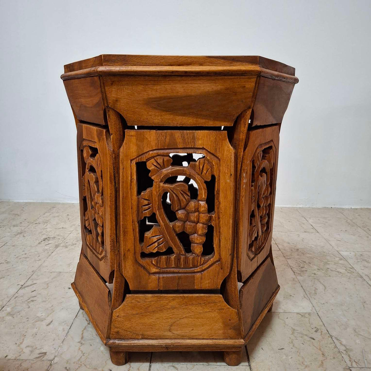 Tavolino Etnico Arte Povera Sgabello Esagonale