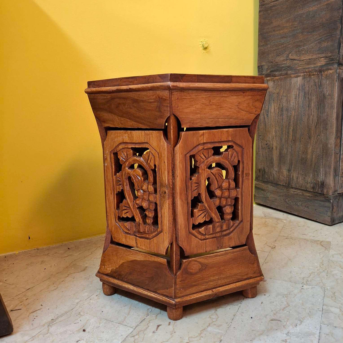 Tavolino Etnico Arte Povera Sgabello Esagonale