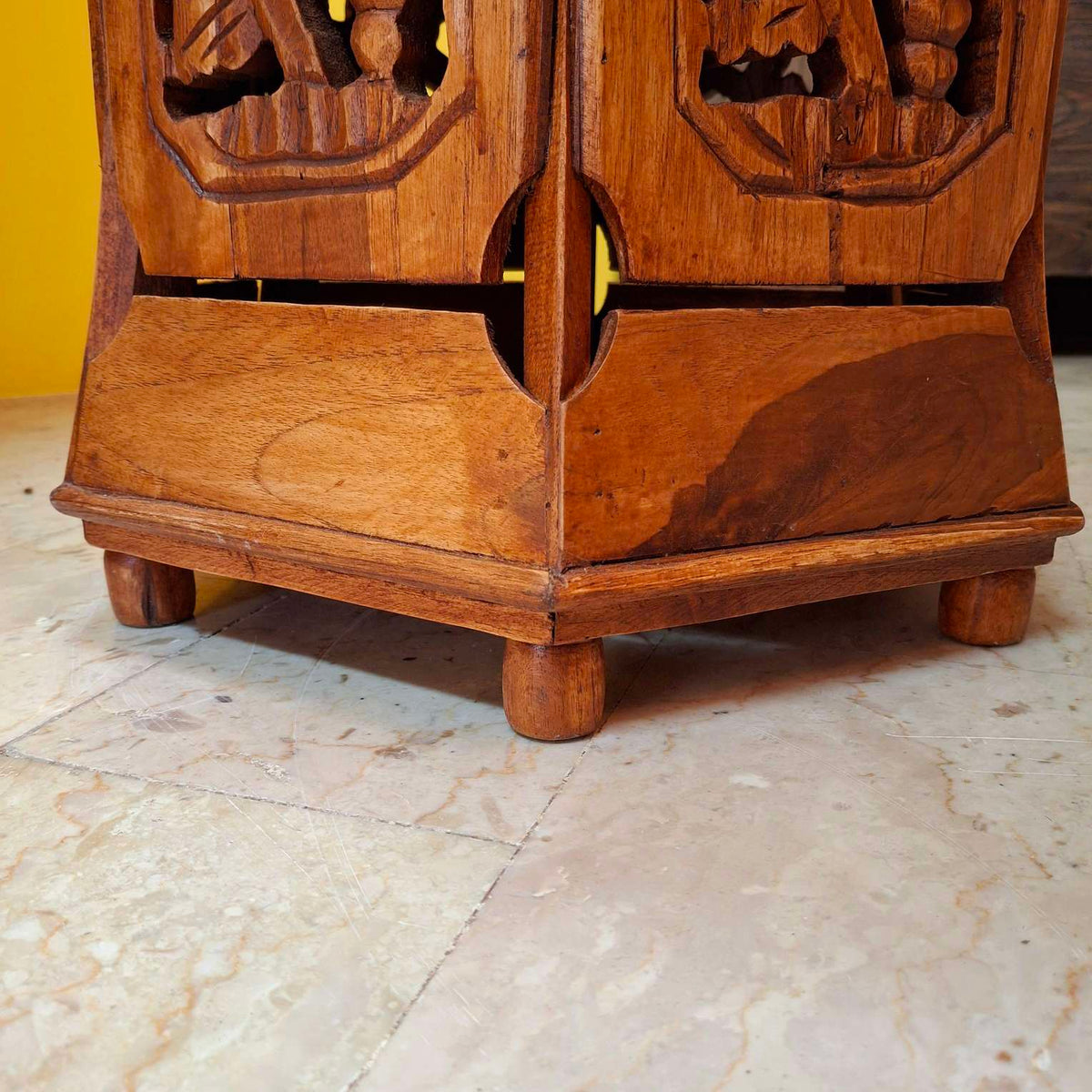 Tavolino Etnico Arte Povera Sgabello Esagonale