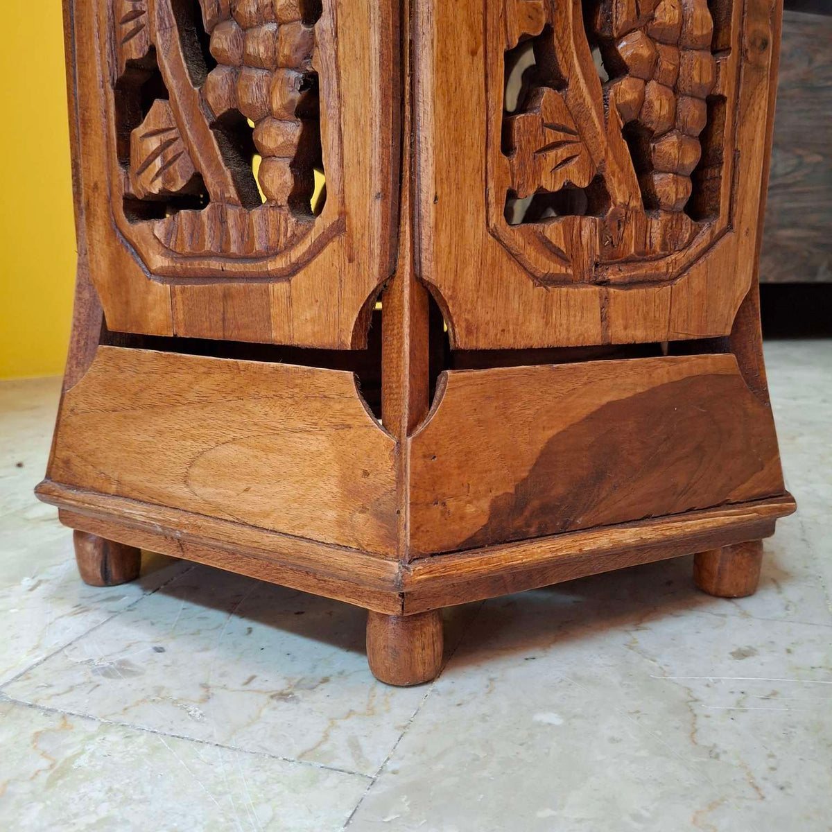 Tavolino Etnico Arte Povera Sgabello Esagonale