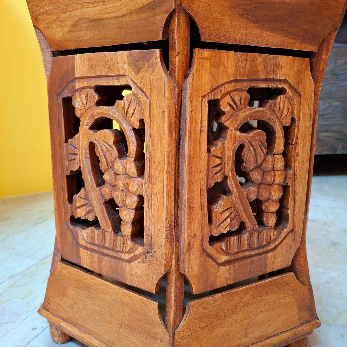 Tavolino Etnico Arte Povera Sgabello Esagonale