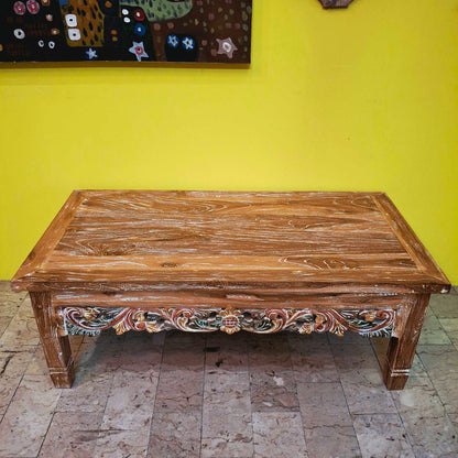 Tavolino etnico da salotto in legno teak shabby chic