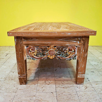 Tavolino etnico da salotto in legno teak shabby chic