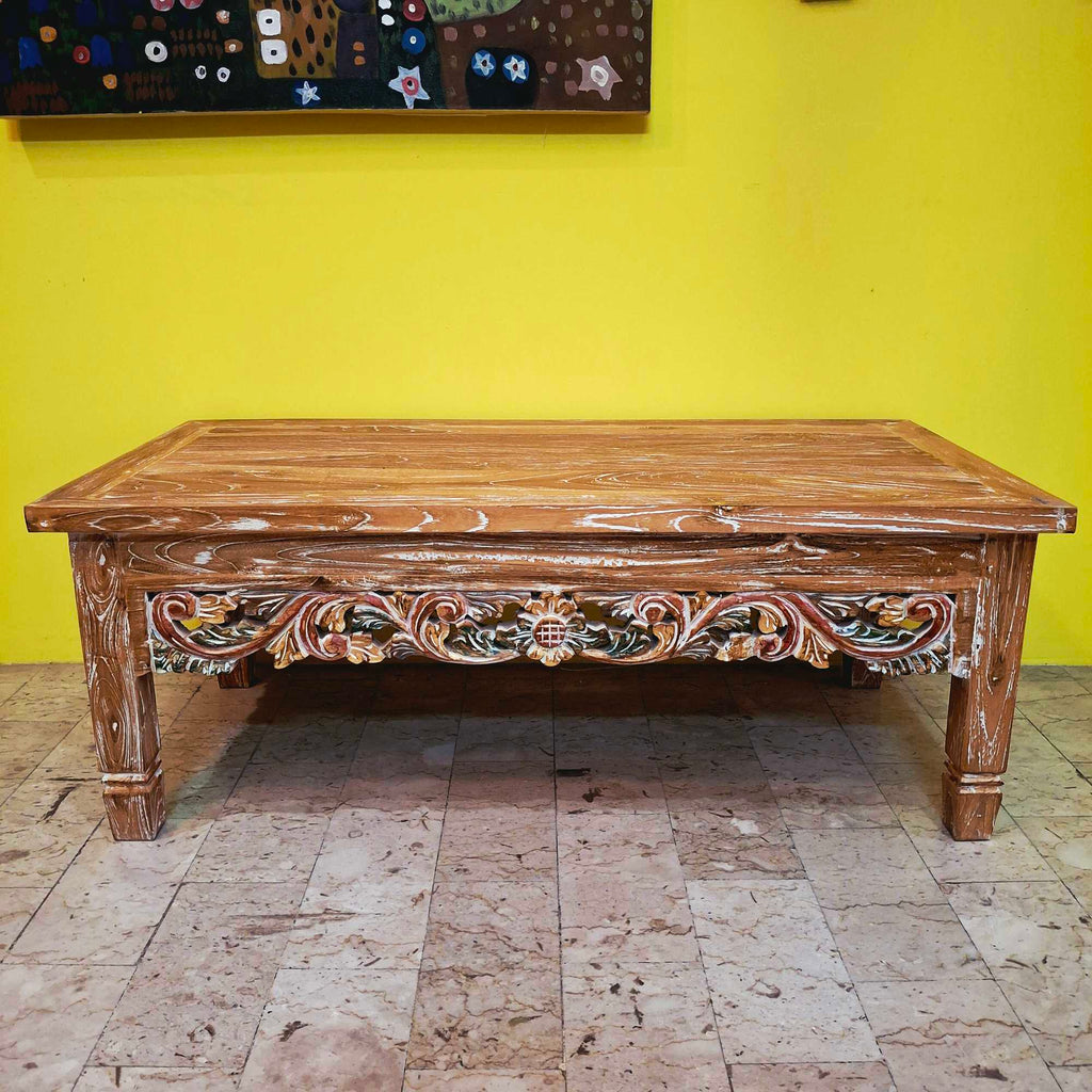 Tavolino etnico da salotto legno teak porta tv