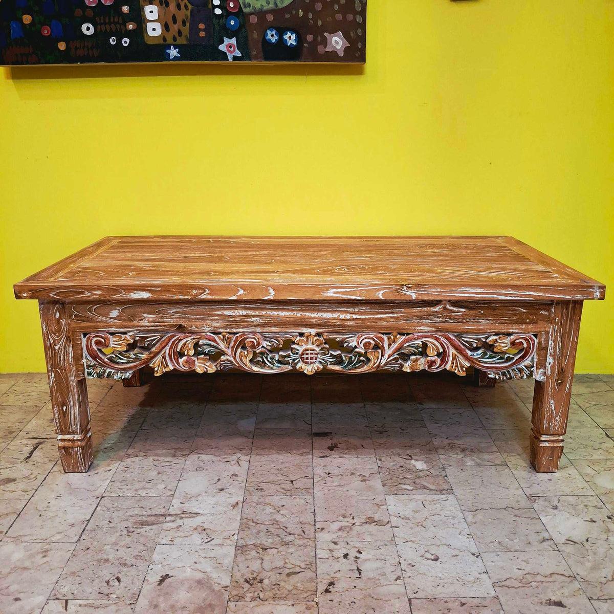 Tavolino etnico da salotto legno teak porta tv