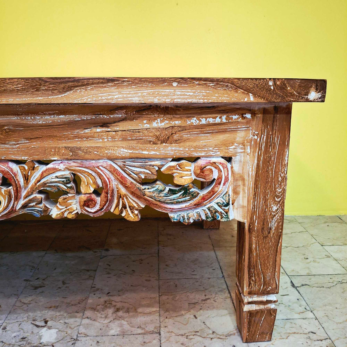 Tavolino etnico da salotto legno teak porta tv