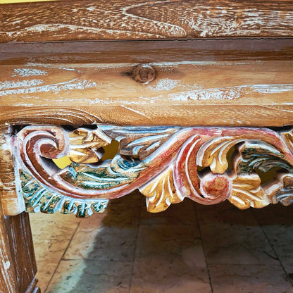Tavolino etnico da salotto in legno teak shabby chic