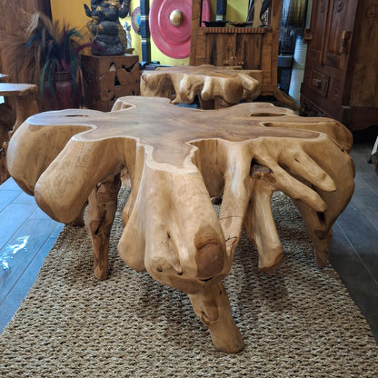 Tavolino in radice di legno teak etnico