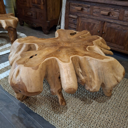 Tavolino in radice di legno teak etnico