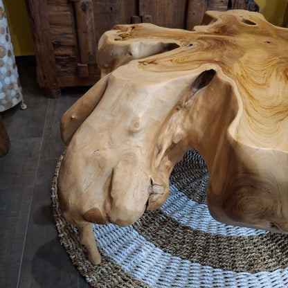 Tavolino in radice di teak etnico