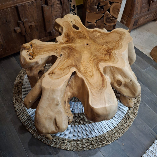 Tavolino in radice di teak etnico