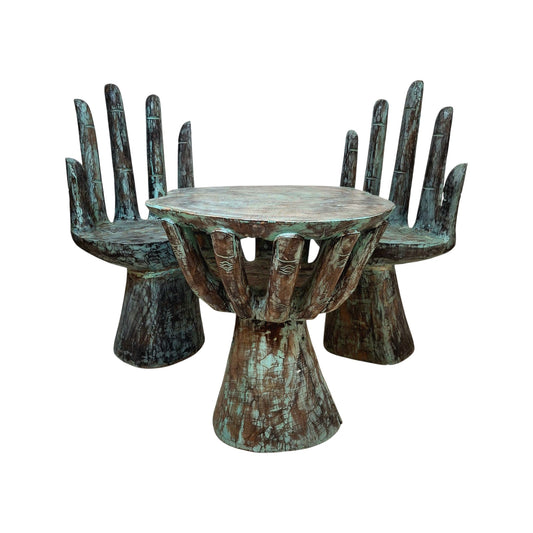 Table et chaises en forme de main, mobilier ethnique, art