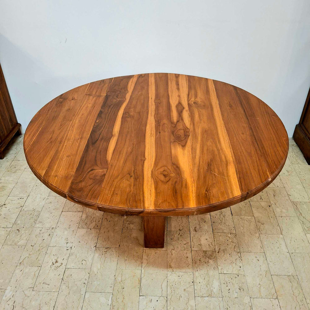 Tavolo etnico rotondo in legno teak giardino - ETNICBAY