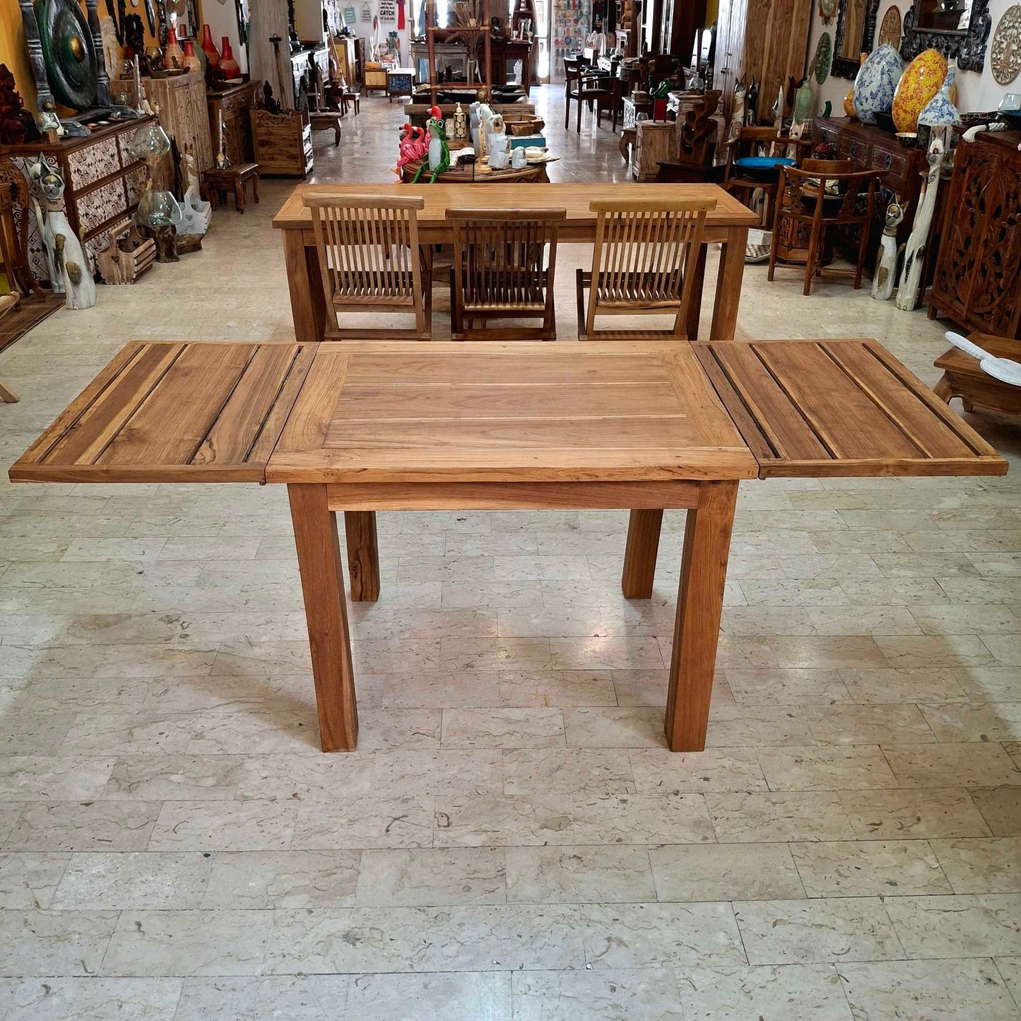 Tavolo allungabile in legno teak massello