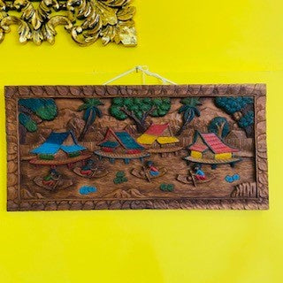 Peinture en relief ethnique de style exotique de paysage oriental