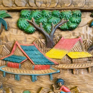 Paesaggio orientale pannello etnico in legno - ETNICBAY