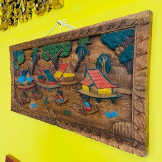 Paesaggio orientale pannello etnico in legno - ETNICBAY