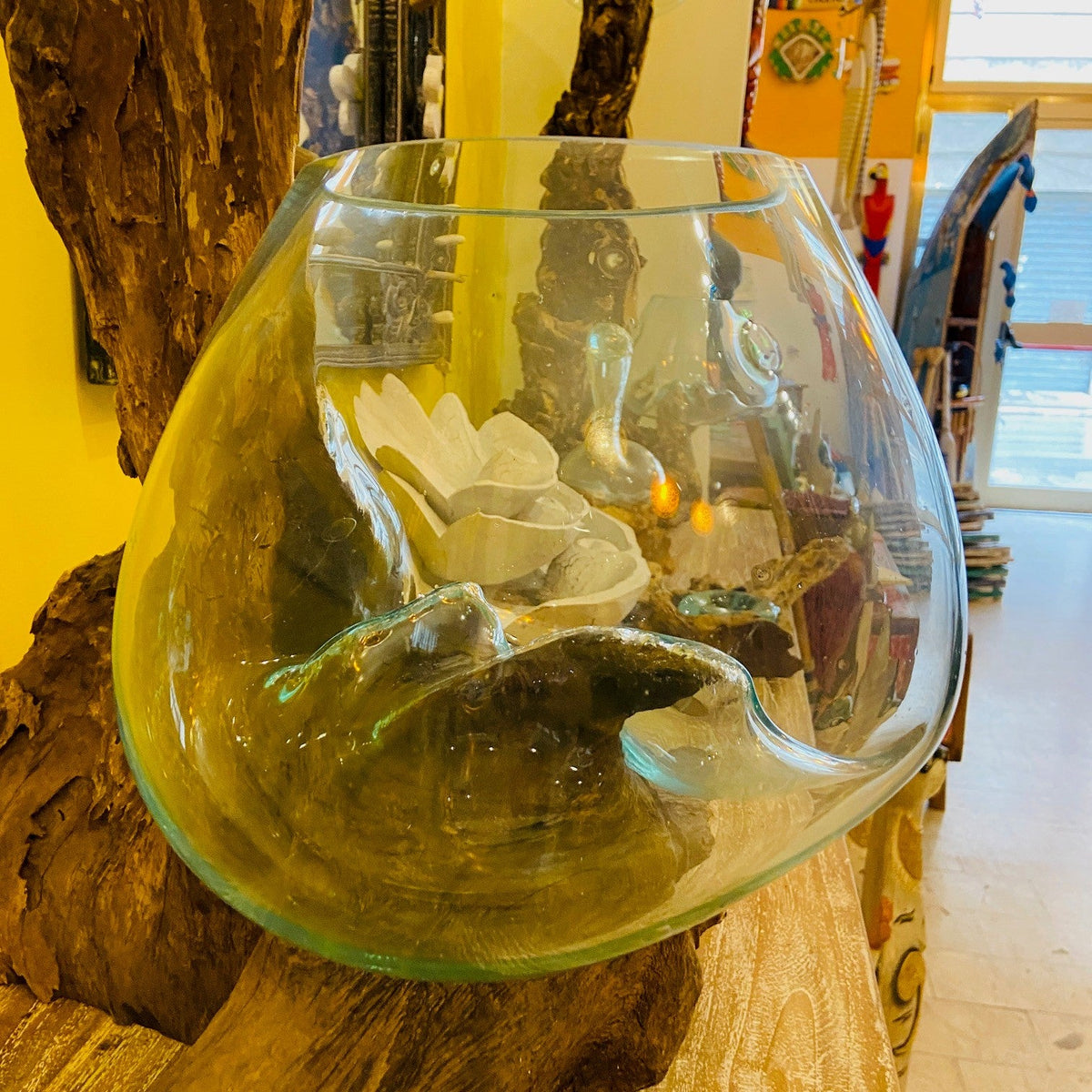 Vaso in Vetro Soffiato su Radice di Mangrovia - ETNICBAY