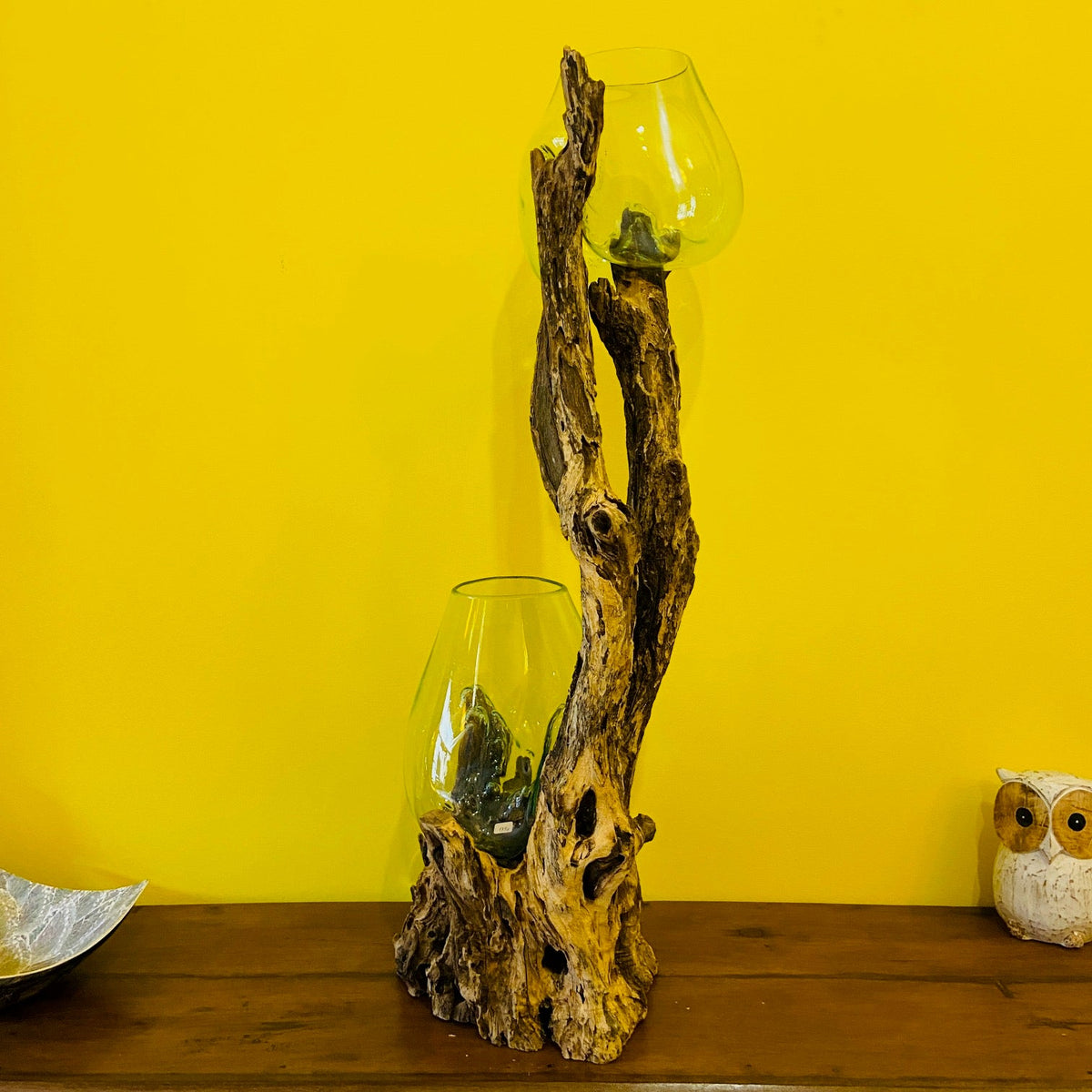 Vaso etnico vetro soffiato su radice acquario - ETNICBAY