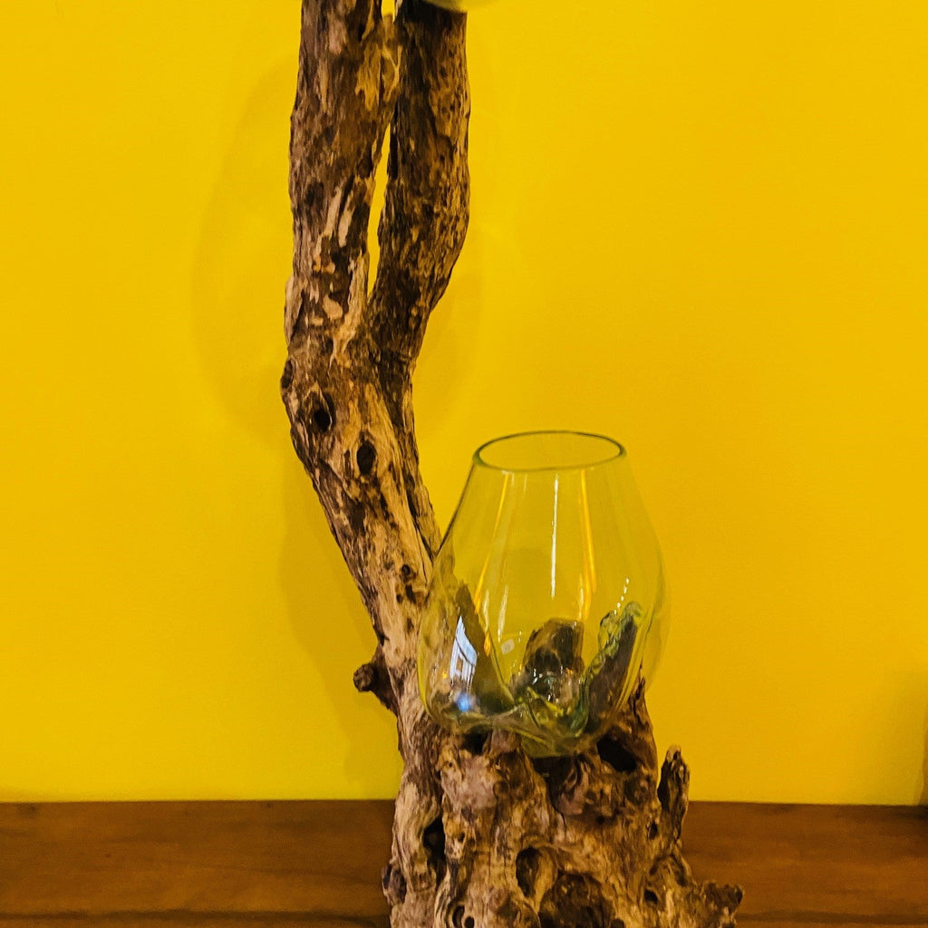 Vaso etnico vetro soffiato su radice acquario - ETNICBAY