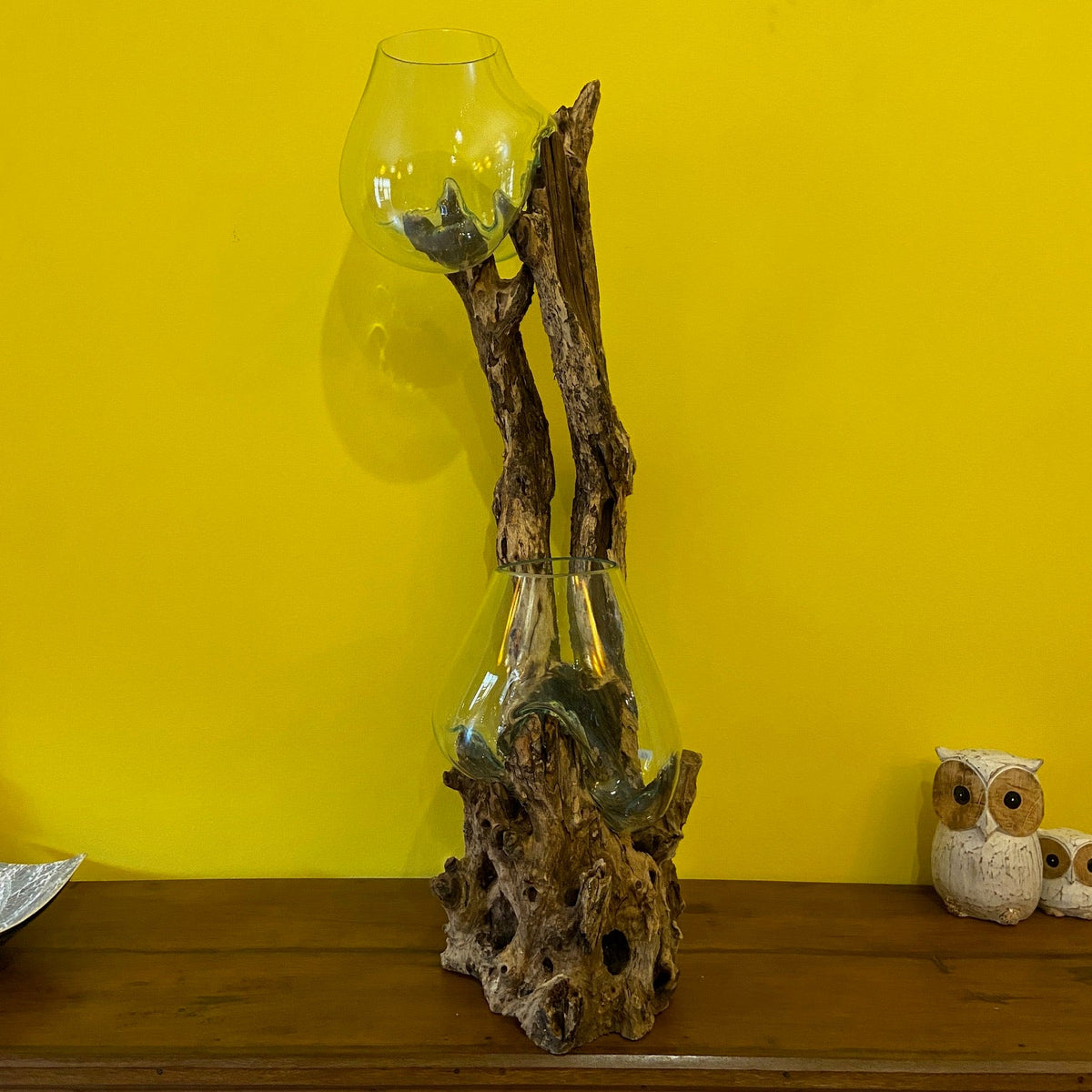 Vaso etnico vetro soffiato su radice acquario - ETNICBAY